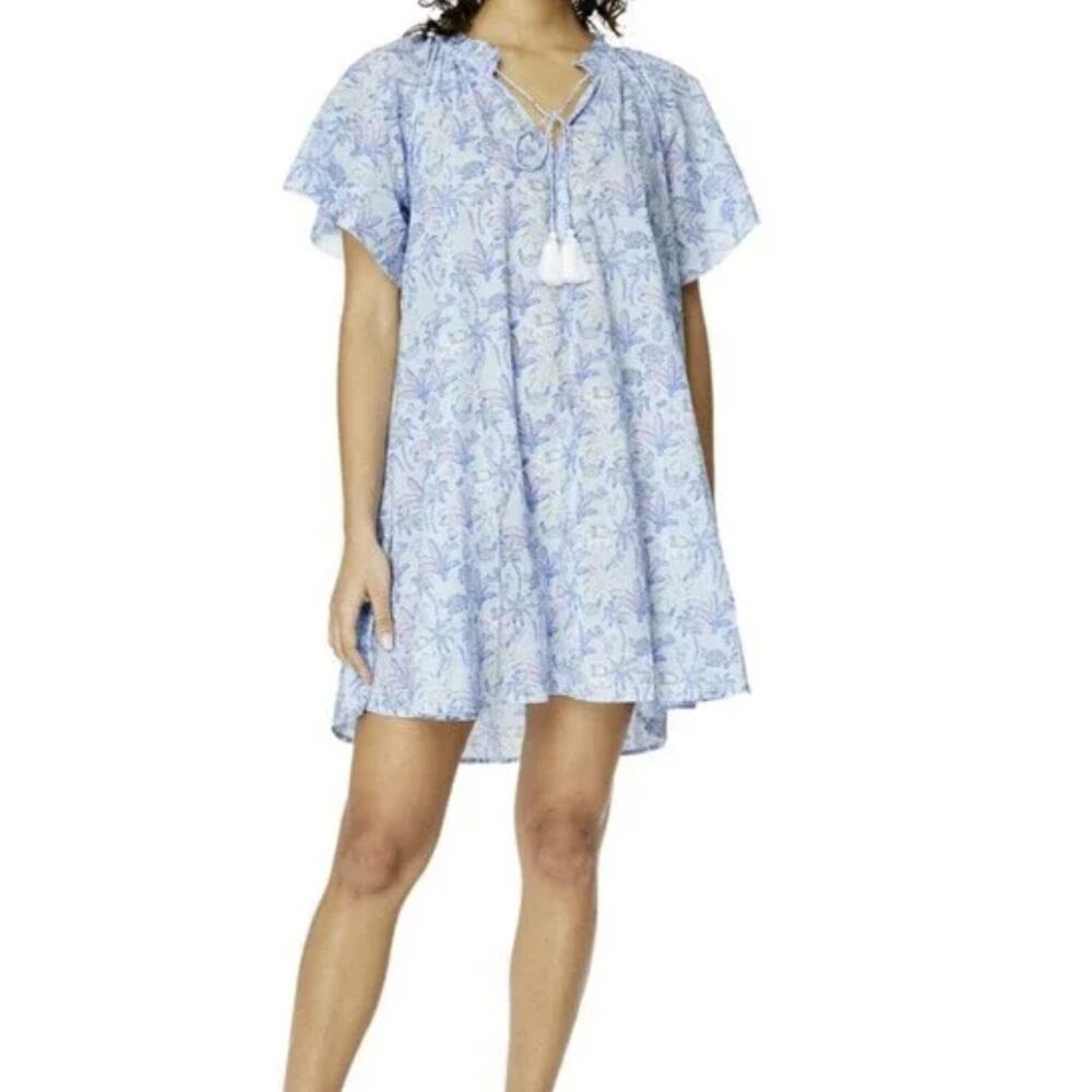 Roller Rabbit Paradise Pj Temmy Tassel Cotton Dress Blue Mini Elephant